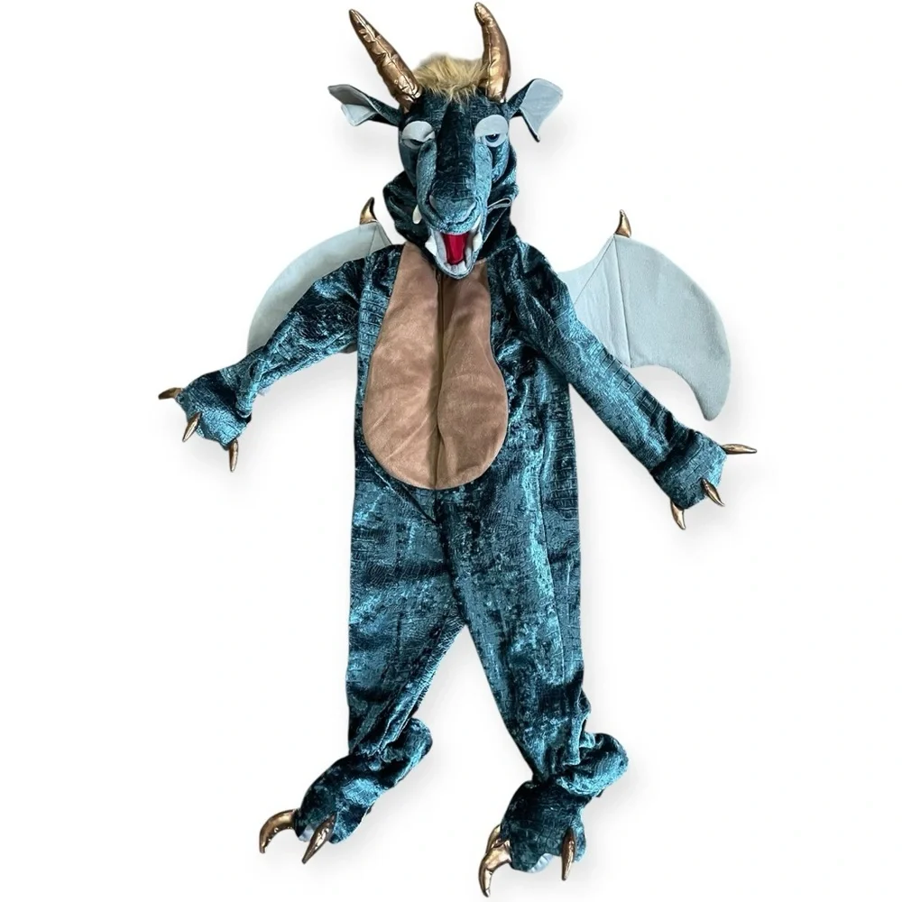 FAO Schwarz Winged Blue Brown Dragon Costume Toddler 3T unisex Halloween Fantasy